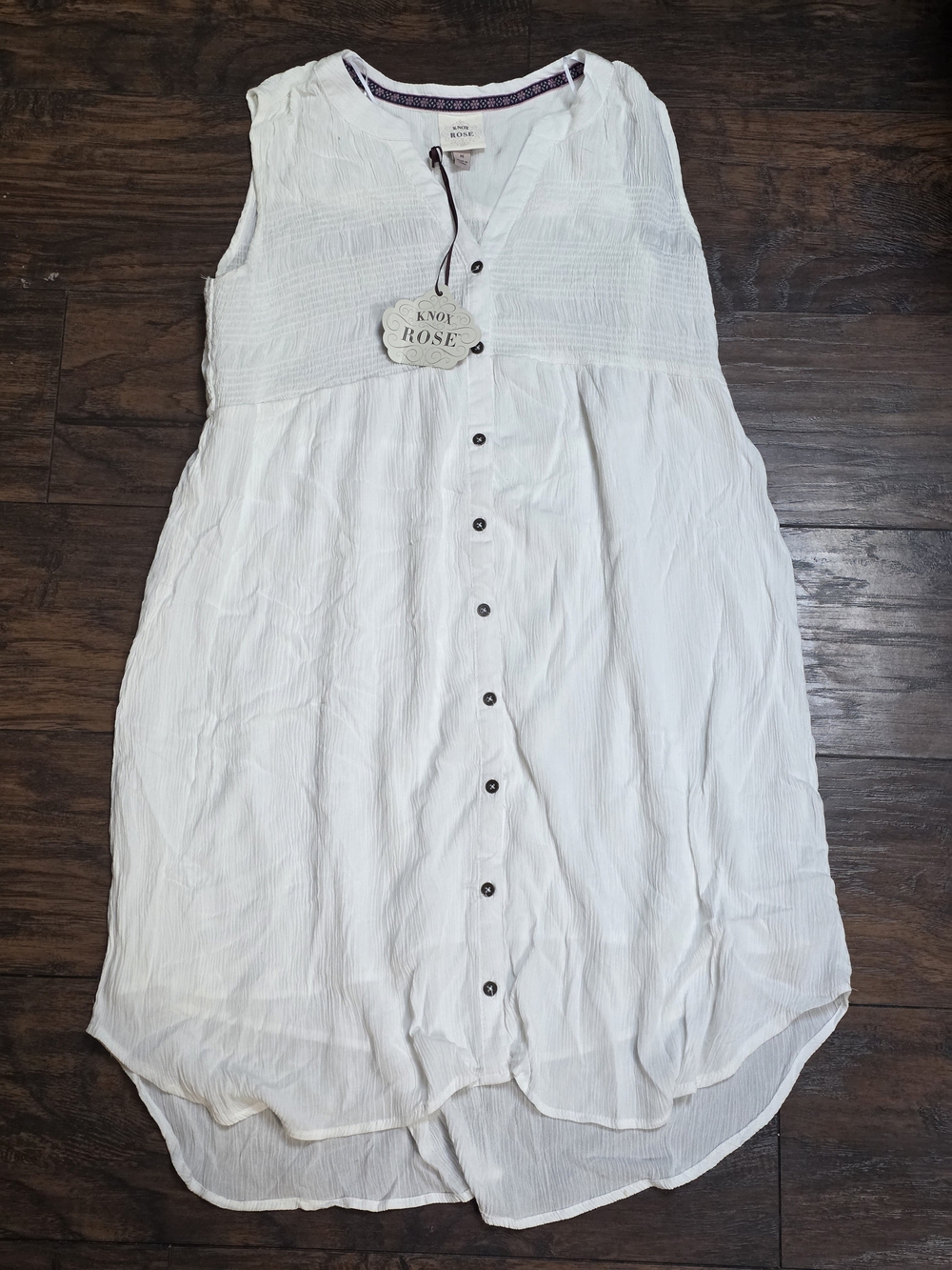 Knox Rose Women’s White Sleeveless Button-Front Midi Dress Size Medium – NWT